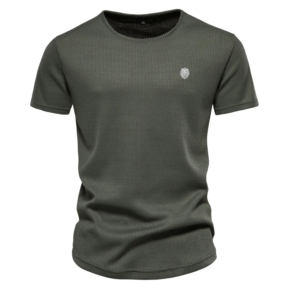 Herren T-Shirt aus Waffelstoff im einfarbigen Casual-Stil für den Sommer