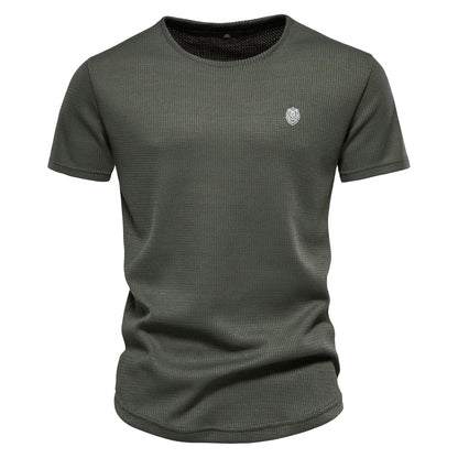 Herren T-Shirt aus Waffelstoff im einfarbigen Casual-Stil für den Sommer