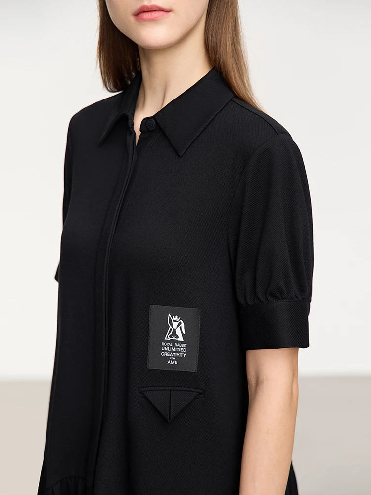 Perfektes Damen Sommerkleid Mit Umlegekragen Für Büro
