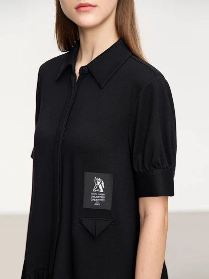 Perfektes Damen Sommerkleid Mit Umlegekragen Für Büro