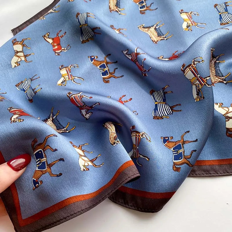 Damen Seidenschal bedruckt Frühling Halstuch Kopftuch Haarband Hijab Bandana