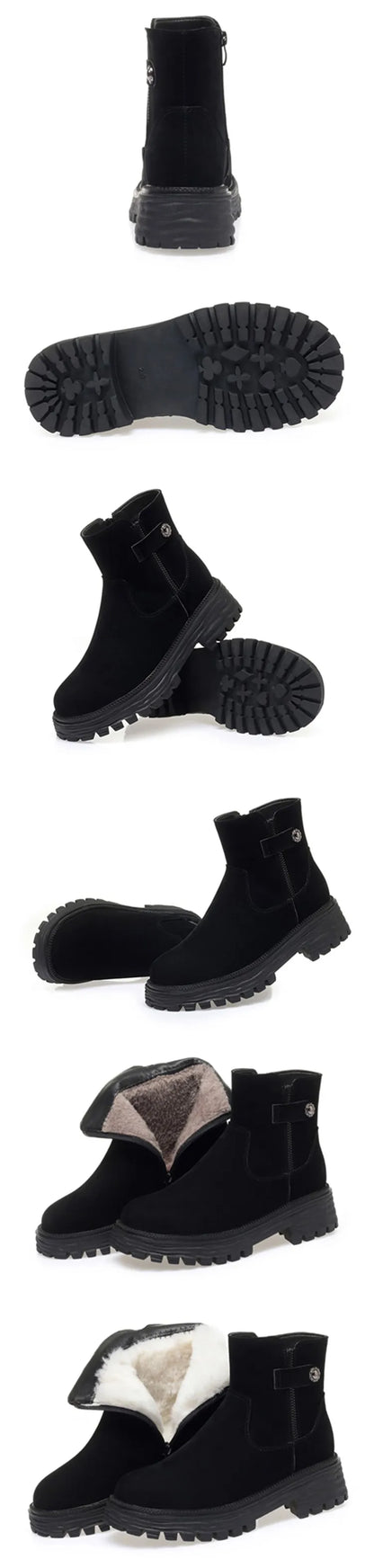 AIYUQI Winter Shoes Boots Ladies 2025 New Genuine Leather Women Snow Boots Large Size Natural Wool Warm Women's Ankle Boots