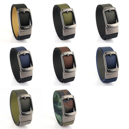 Herren-Gürtel Reversibel mit Automatischer Schnalle aus Nylon Zweifarbig 34mm Breite
