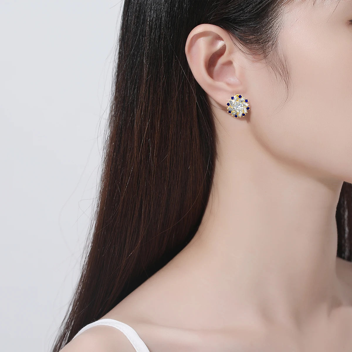 Damen-Ohrstecker aus Gelbgold mit Zertifikat und 2-Karat-Moissanite Schmuckstück für Anlässe