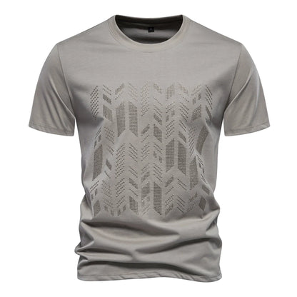 Herren T-Shirt aus Baumwollmischung mit hochwertiger Stickerei und Kurzarm