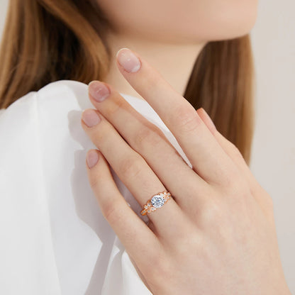 Damen-Ring Aus Roségold Mit Moissanit 1 Karat Schmetterlingsdesign Und Echtheitszertifikat