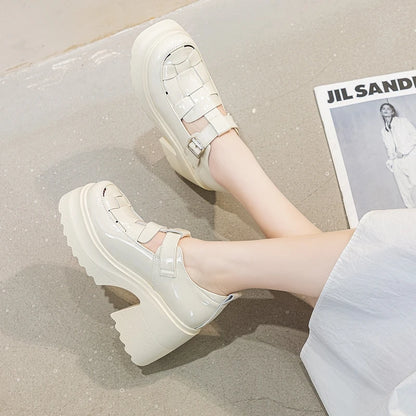 AIYUQI Echtes Leder Frauen Sandalen 2025, Neue Mode High-heel Sandalen Frauen Geschlossene Zehen Plattform Römischen Sandalen Frauen