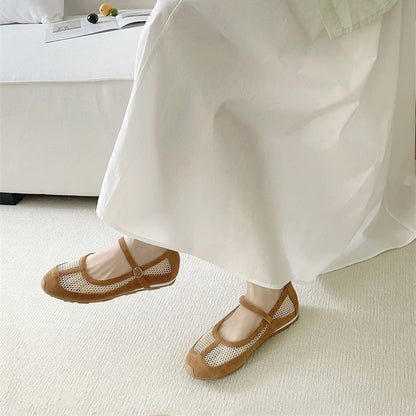AIYUQI Damensandalen 2025, neue Mesh-atmungsaktive, rutschfeste Mary Jane-Damenschuhe, große flache Fischerschuhe für Damen