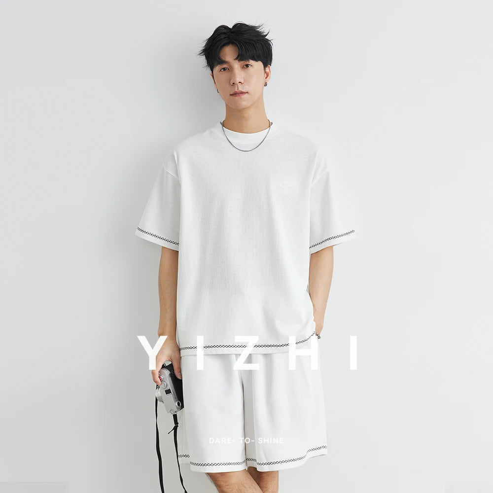 Herrenanzug für den Sommer 2025 mit lockeren atmungsaktiven T-Shirt-Shorts Sets