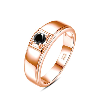 Herren-Ring Silber 925 Hochwertige Verarbeitung Gefasst und Langlebig mit Schwarzem Moissanit