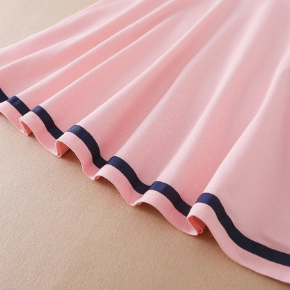 Mädchen Sommerkleid 2024 Turn-Down Kragen Kleidung Kinder adrette Stil bestickte Schule Sommerkleid Kinder 5-12 Jahre