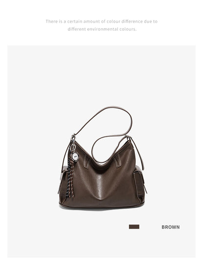 Damen Schultertasche aus weichem PU-Leder im Retro-Stil mit großer Kapazität