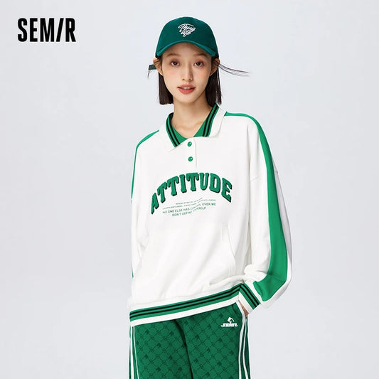 Semir POLO Shirt Frauen Oversize Brief Kontrast Farbe 2025, Frühjahr Neue Shirt Weibliches Hemd Tops