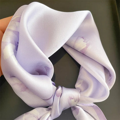 Damen Seidensatin Schal Tasche Kopf Bandana Halstuch bedruckt F