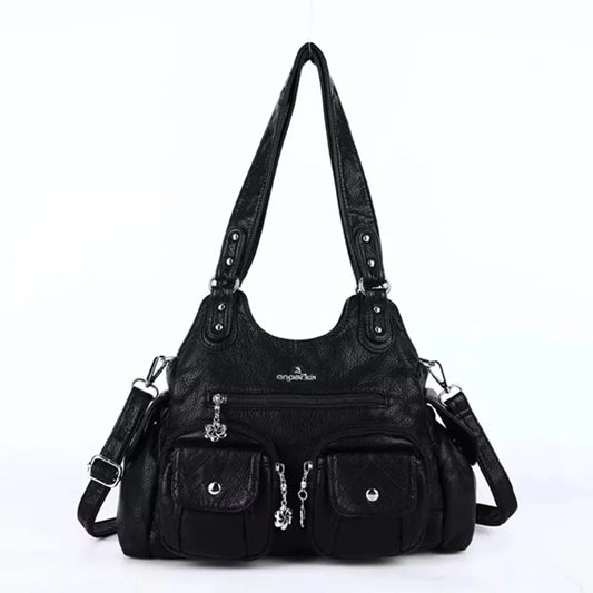 Damen-Handtasche Mit Viel Stauraum Und Mehrfachfächern Aus PU-Leder Für Alltag Und Freizeit