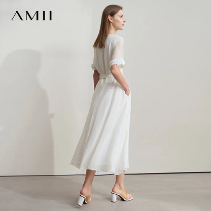 Zeitloses Damen Maxikleid Fur Buro Mit V-Ausschnitt Und Gürtel