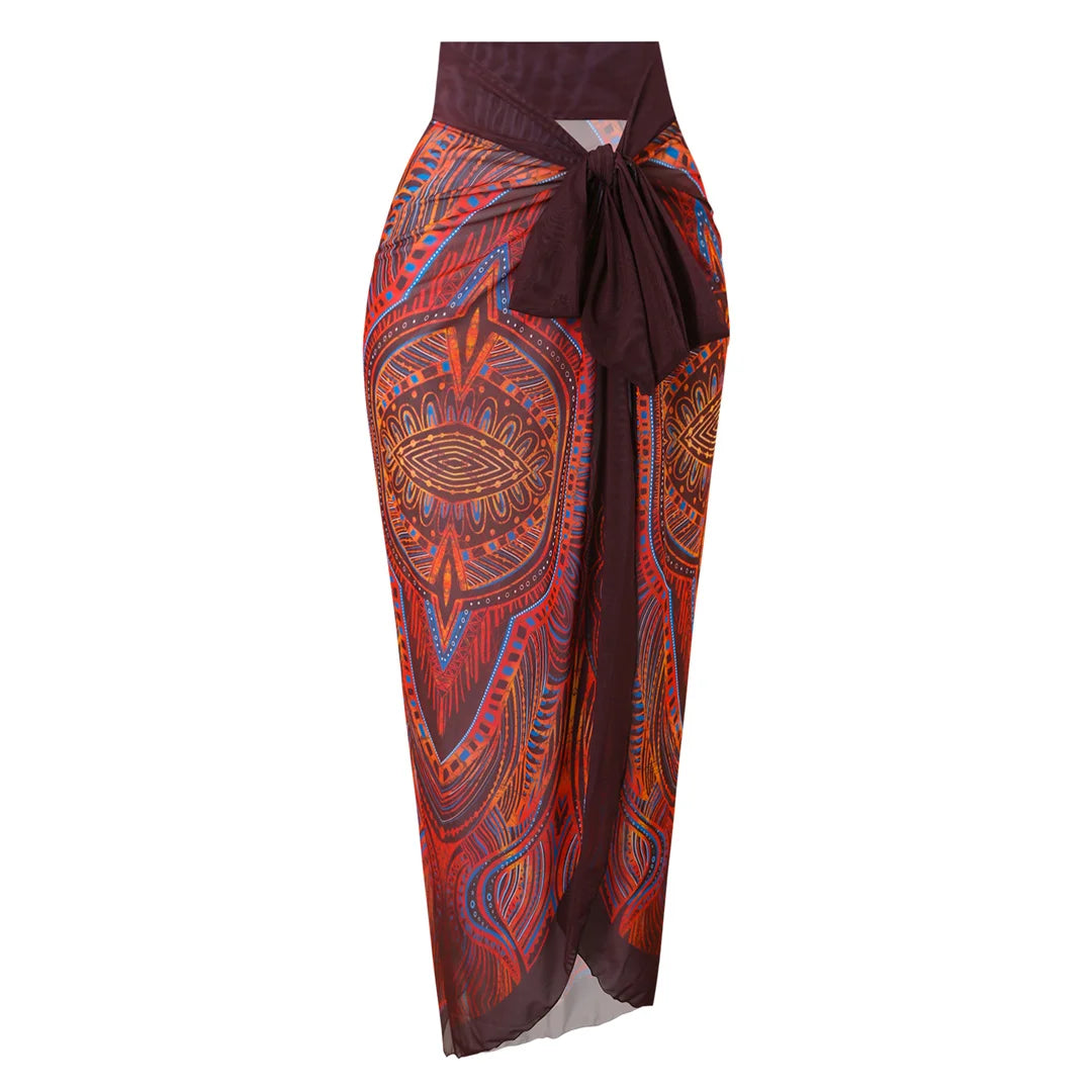 Damen-Badeanzug Blumen Langarm Sarong einteilig gepolstert
