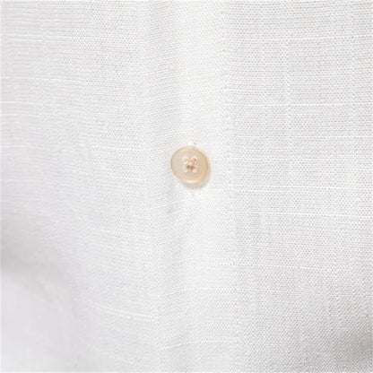 Herren Langarmhemd aus einfarbigem Leinen mit lässigem Button-Down-Kragen