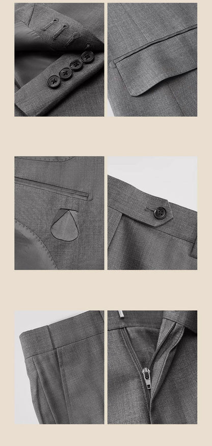 Eleganter Herrenanzug aus 70% Wolle in Tiefblau – Slim Fit, Doppelreihig, mit Weste und Hose – Perfekt für Hochzeiten und formelle Anlässe