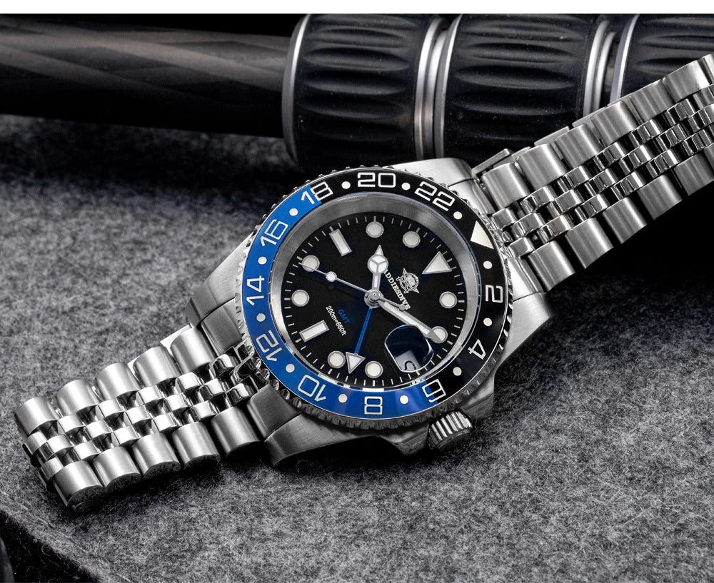 ADDIESDIVE Watch For Man GMT BGW9 Super Luminous 316L Stainless Steel 20Bar Diving Ceramic Bezel Quartz Watch