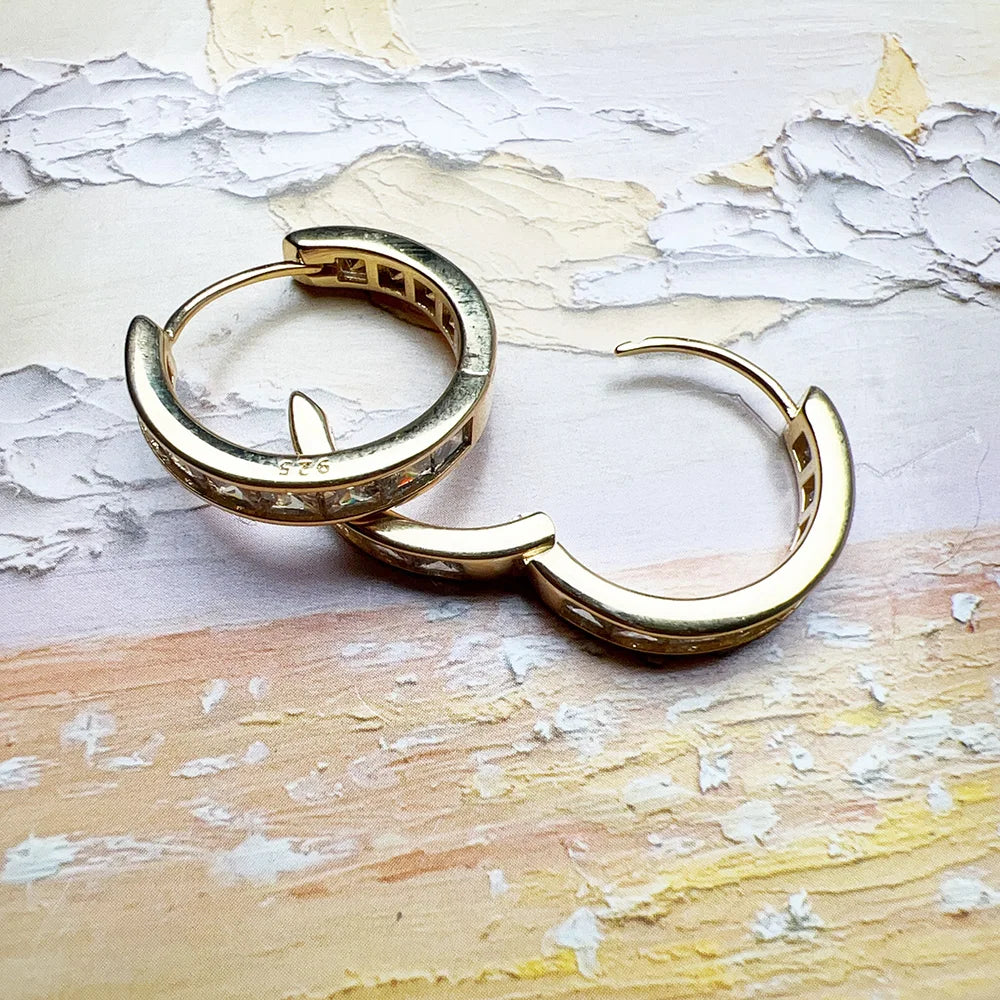 Damen-Creolen golden mit Scharnier aus Sterlingsilber