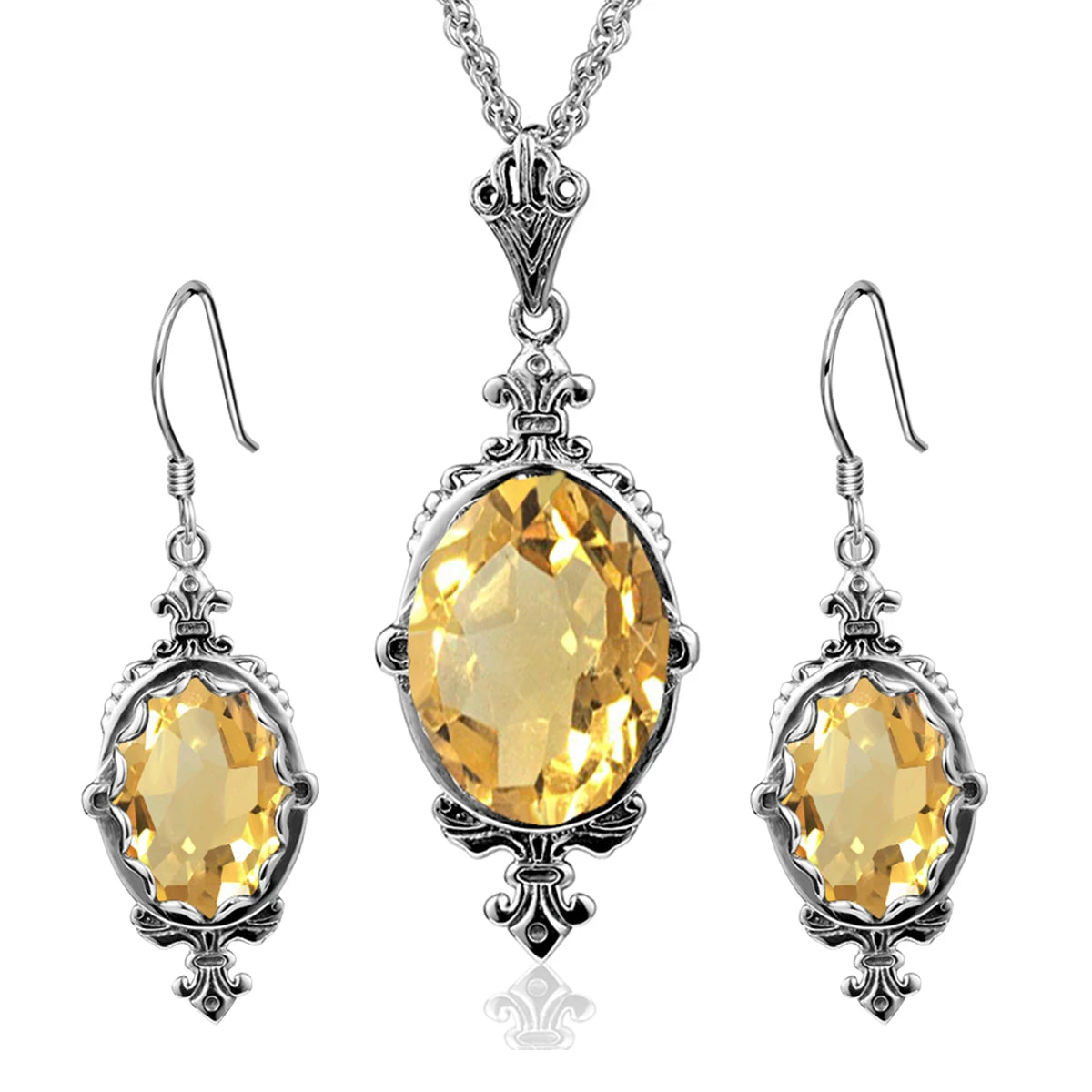 Damen-Ohrringe Gold Citrin Tropfenform Lang 10 x 14 mm 8 Ct Luxuriöse Schmuckstücke