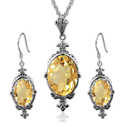 Damen-Ohrringe Gold Citrin Tropfenform Lang 10 x 14 mm 8 Ct Luxuriöse Schmuckstücke