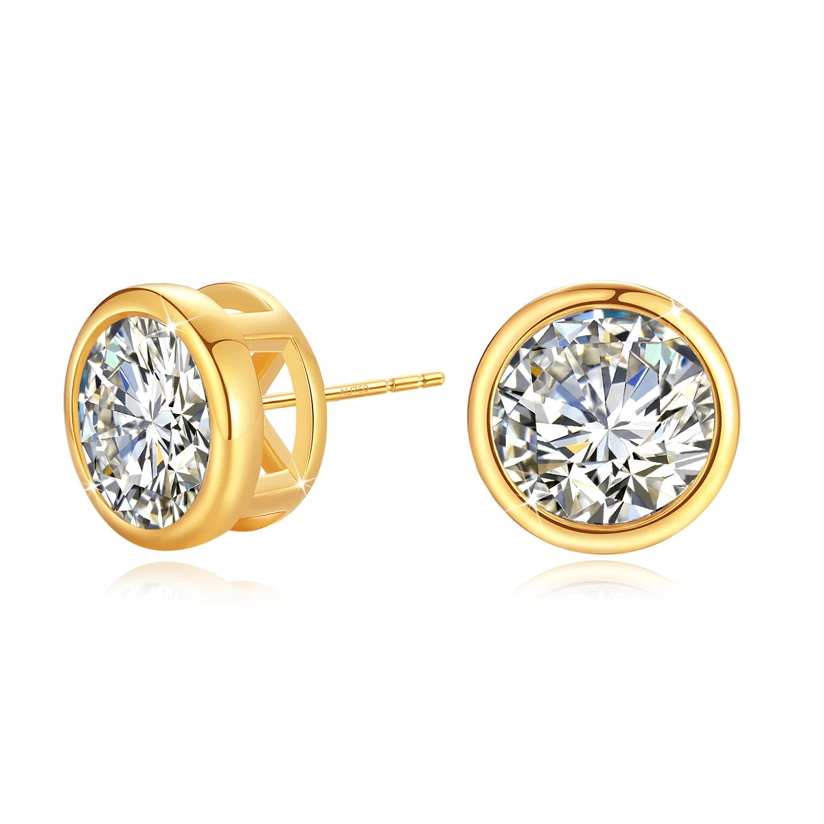 Damen-Ohrstecker aus 18K Gelbgold mit Moissanit Hochglanz Elegant für Hochzeit und Alltag