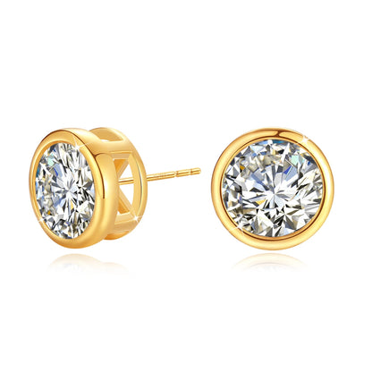 Damen-Ohrstecker aus 18K Gelbgold mit Moissanit Hochglanz Elegant für Hochzeit und Alltag