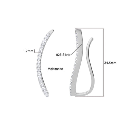 Damen-Moissanit-Blatt-Kletterohrringe aus 925er Silber, Zertifiziertes Schmuckstück für Hochzeit