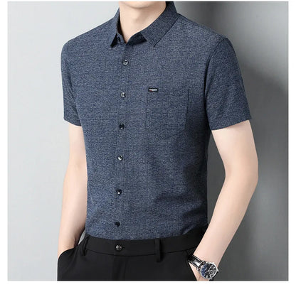 Sommerliches Herren-Kurzarmshirt in Unifarbe – modisches, lässiges Cardigan-Hemd für Jugendliche
