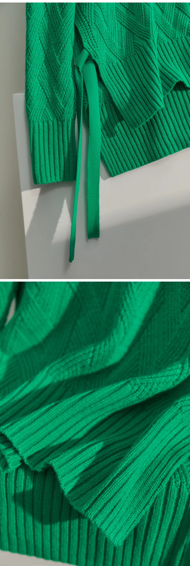 Damen-Rollkragenpullover locker Schnürung Herbst-Winter