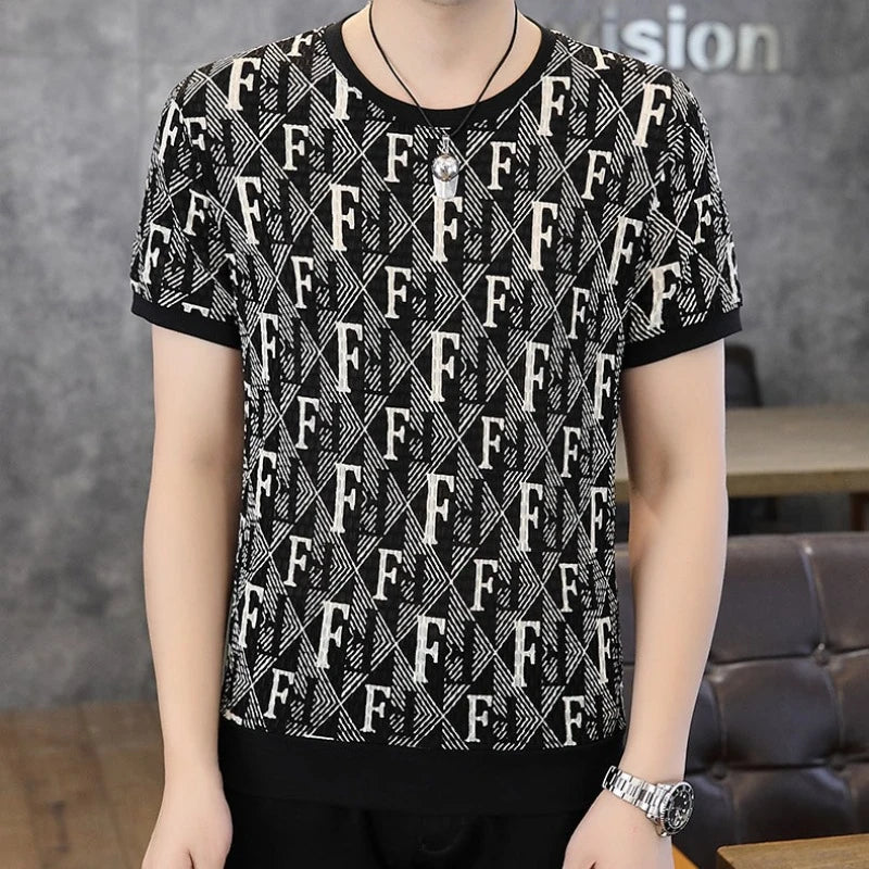 Herren Kurzarm T-Shirt im luxuriösen Retro-Stil für Sommer und Streetwear