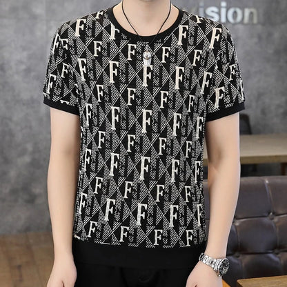 Herren Kurzarm T-Shirt im luxuriösen Retro-Stil für Sommer und Streetwear