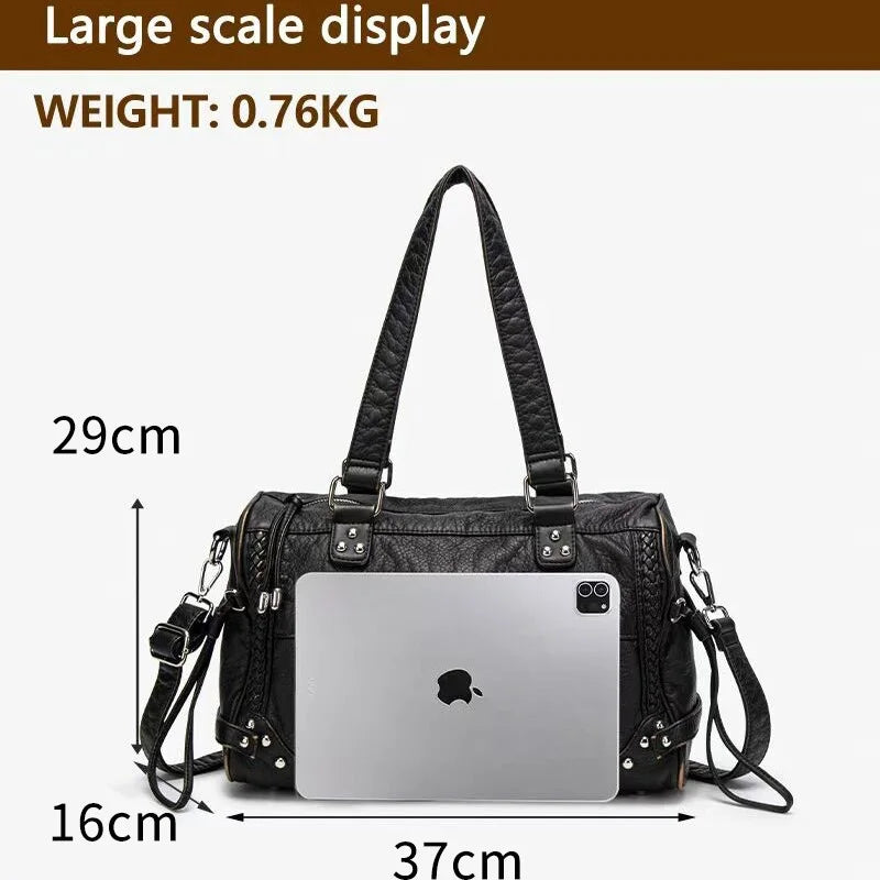 Damen-Handtasche aus weichem Bronzeleder Großes Fassungsvermögen mit Innenfächern Alltagstauglichkeit