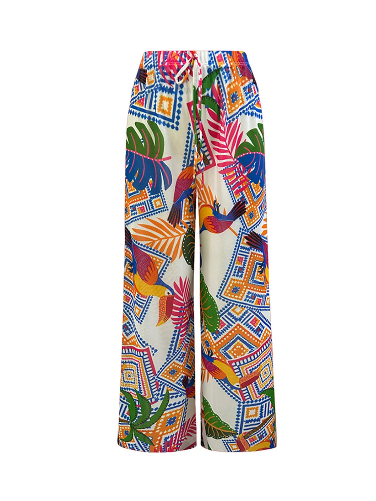 Damen-Badeanzug Print Langarm Sarong-Hose Set gepolstert