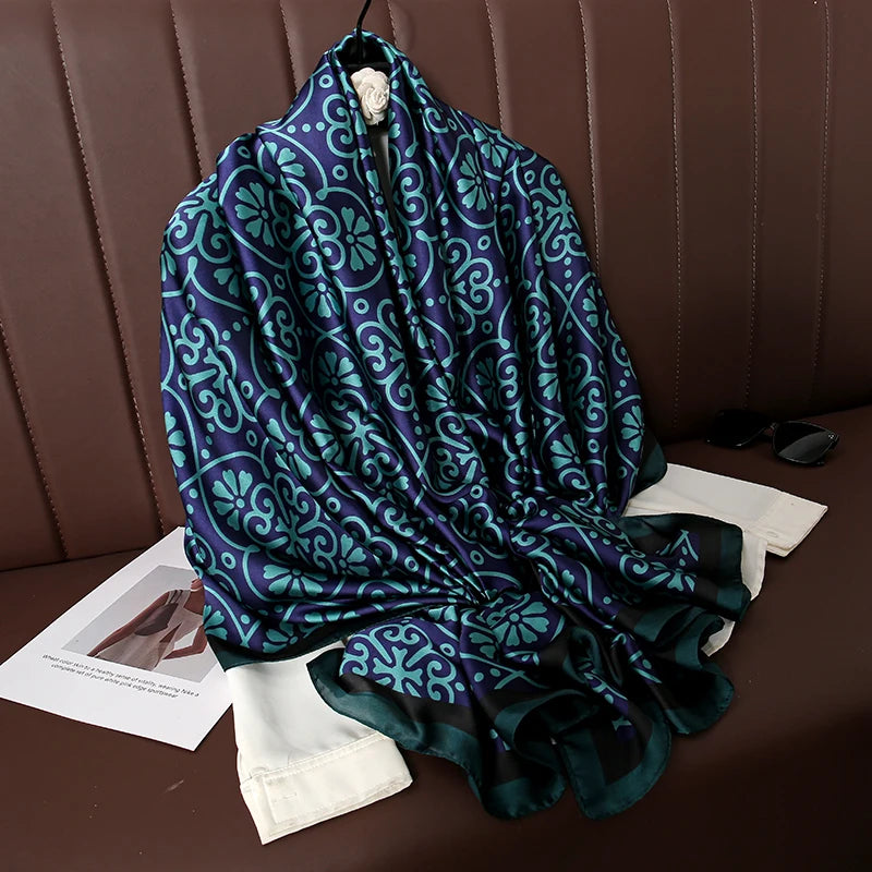 Damen Satin Seidenschal Hijab Sommer Sonnenschutz Strand Kopftuch Foulard