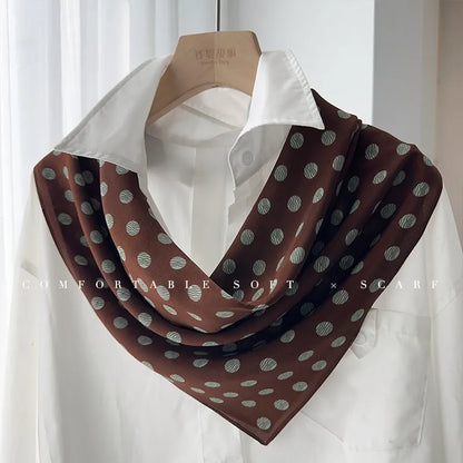 Damen Seidenschal gepunktet quadratisch Kopftuch Hijab Bandana Pashmina