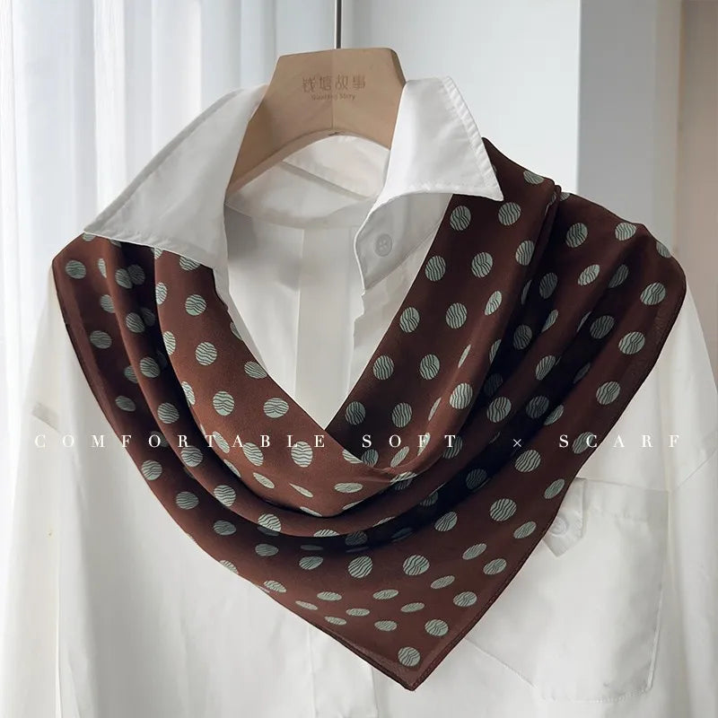 Damen Seidenschal gepunktet quadratisch Kopftuch Hijab Bandana Pashmina