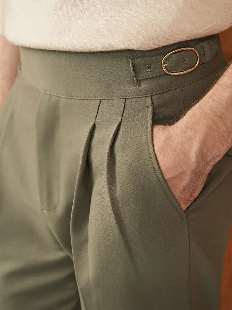 Herren anzüge Hose hohe Taille Freizeit neunte Hose Armee grün braun Khaki Italien Casual Style Hose plus Größe 40 Frühling Herbst