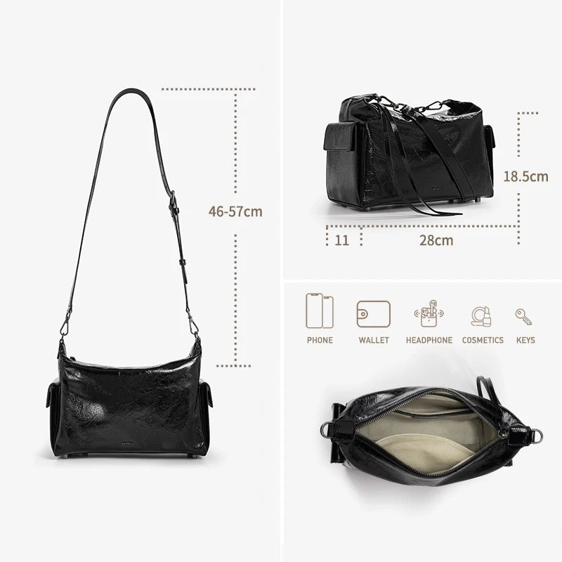 Praktische Echtledertasche Leichte Schultertasche Für Damen