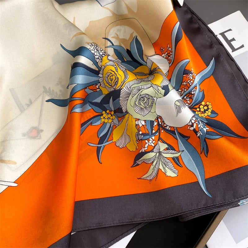 Damen Seidenschal quadratisch 70cm Halstuch Bandana Hijab Pashmina L