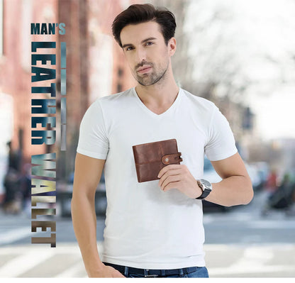 Herren Echtleder Geldbörse Bifold Vintage RFID Kartenhalter Geldclip Münzfach Reise
