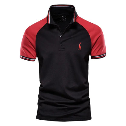 Premium Herren Polo Shirt Feuchteregulierend Mit Giraffenstickerei