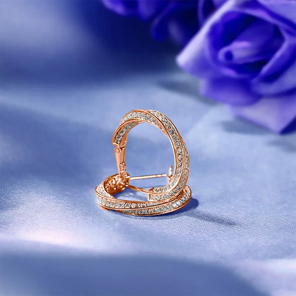 Damen-Hoop-Ohrringe mit Moissanitsteinen, 7,5 ct Gesamt, Silber 925 Roségold plattiert, Luxuriöser Glanz