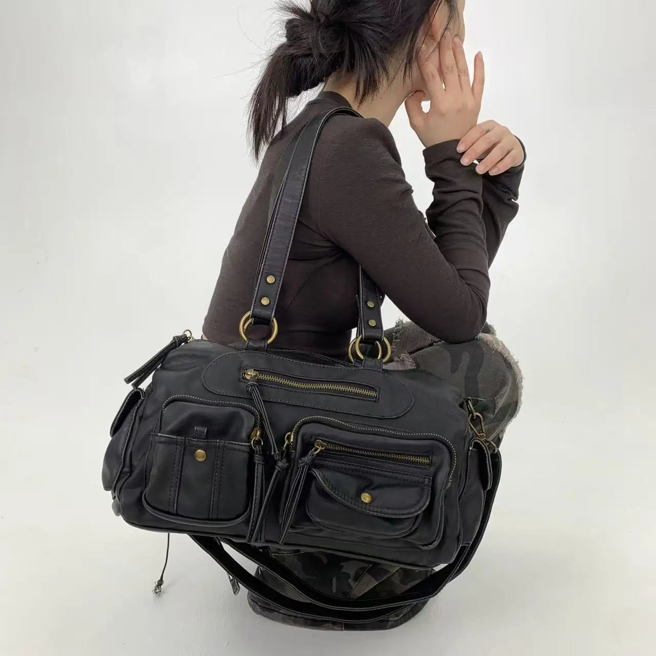 Damen-Umhängetasche Klassischer Stil Mit Quaste Und Viel Stauraum Für Alltag Und Freizeit