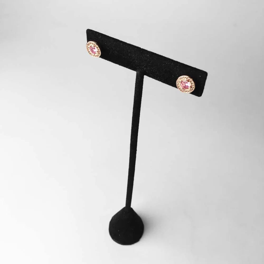 Damen-Ohrstecker Luna rosa rund glamourös aus Sterlingsilber