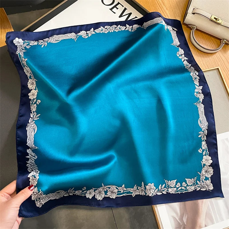 Damen Seidenschal klein Krawatte Haarband Bandana Foulard Kopftuch bedruckt