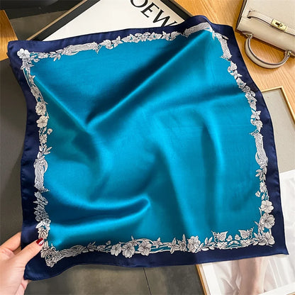 Damen Seidenschal klein Krawatte Haarband Bandana Foulard Kopftuch bedruckt