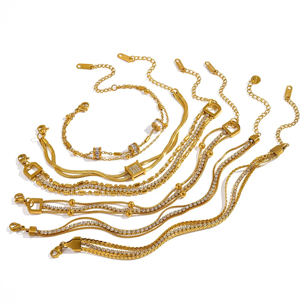 Damen-Kettenarmband Multi-Style mit Zirkonia